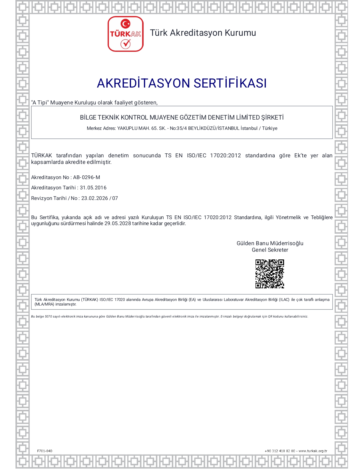Akreditasyon Sertifikası